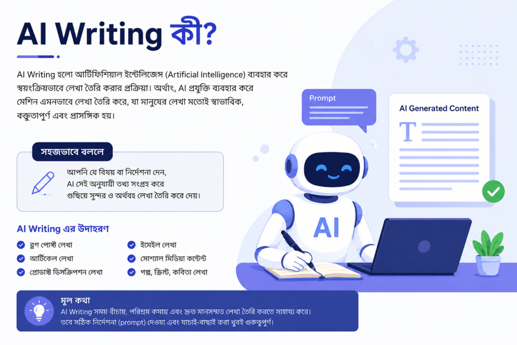 AI Writing কী ২০২৬ সালের সম্পূর্ণ বাংলা গাইড