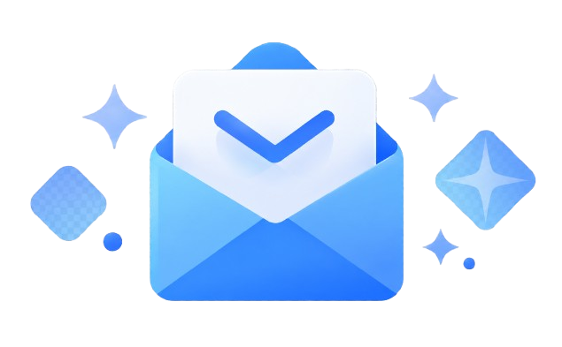 Blue envelope contact icon for sending messages